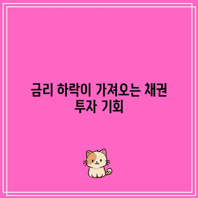 금리 하락이 가져오는 채권 투자 기회