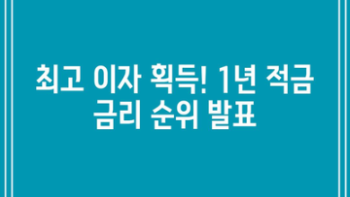 최고 이자 획득! 1년 적금 금리 순위 발표