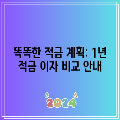 똑똑한 적금 계획: 1년 적금 이자 비교 안내