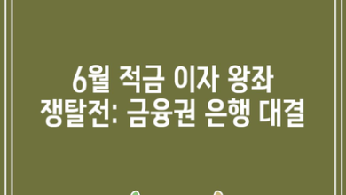 6월 적금 이자 왕좌 쟁탈전: 금융권 은행 대결