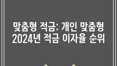 맞춤형 적금: 개인 맞춤형 2024년 적금 이자율 순위