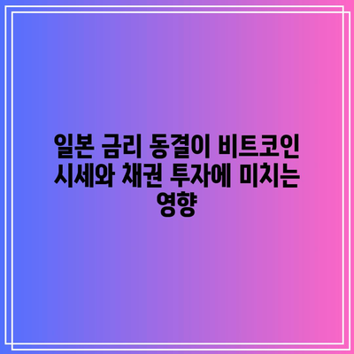 일본 금리 동결이 비트코인 시세와 채권 투자에 미치는 영향