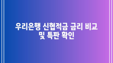 우리은행 신협적금 금리 비교 및 특판 확인