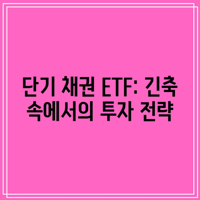 단기 채권 ETF: 긴축 속에서의 투자 전략