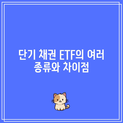 단기 채권 ETF의 여러 종류와 차이점