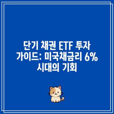 단기 채권 ETF 투자 가이드: 미국채금리 6% 시대의 기회