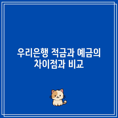 우리은행 적금과 예금의 차이점과 비교