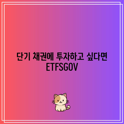 단기 채권에 투자하고 싶다면 ETFSGOV