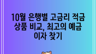 10월 은행별 고금리 적금 상품 비교, 최고의 예금 이자 찾기