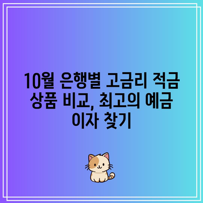 10월 은행별 고금리 적금 상품 비교, 최고의 예금 이자 찾기