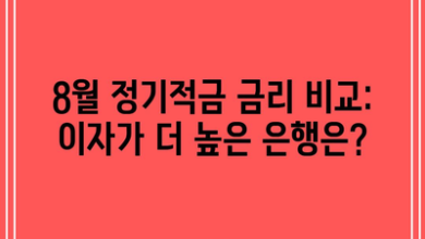 8월 정기적금 금리 비교: 이자가 더 높은 은행은?