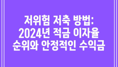 저위험 저축 방법: 2024년 적금 이자율 순위와 안정적인 수익금