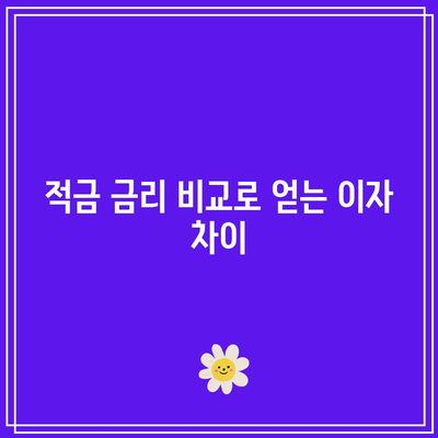 1년 적금 금리 비교를 통한 재무적 이익 극대화