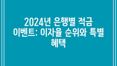 2024년 은행별 적금 이벤트: 이자율 순위와 특별 혜택