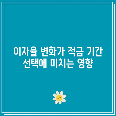 적금 기간 선택 시 꼭 고려해야 할 요소