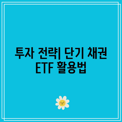 단기 채권 ETF의 여러 종류와 차이점