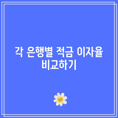 10월 은행별 고금리 적금 상품 비교, 최고의 예금 이자 찾기