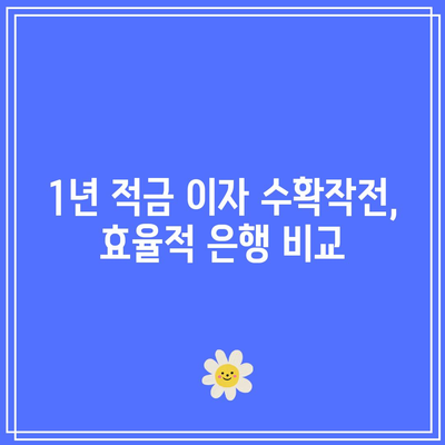 1년 적금 이자 수확작전, 효율적 은행 비교