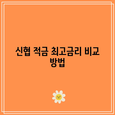 신협 적금 고금리 상품 시세 분석, 최고금리 차이 파악