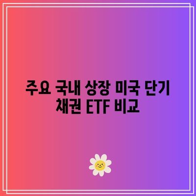 국내 상장 미국 단기 채권 ETF 종류별 비교