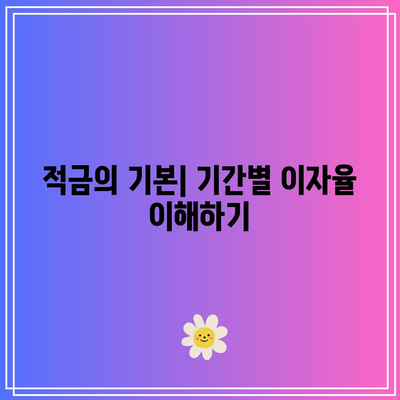 적금 기간별 이자율 및 특별 프로모션 가이드