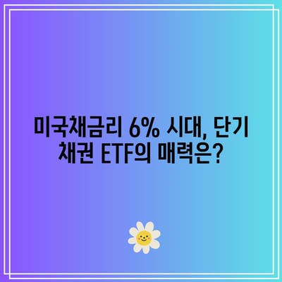 단기 채권 ETF 투자 가이드: 미국채금리 6% 시대의 기회