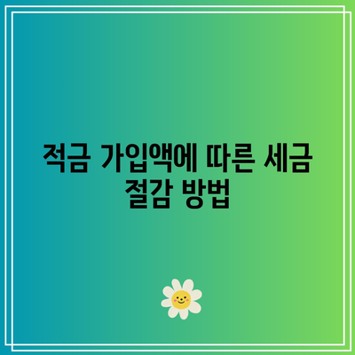 적금 가입액에 따른 세금 혜택 최적화
