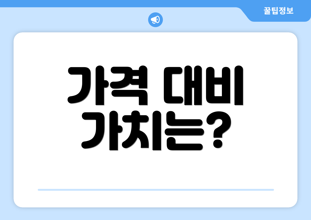 가격 대비 가치는?