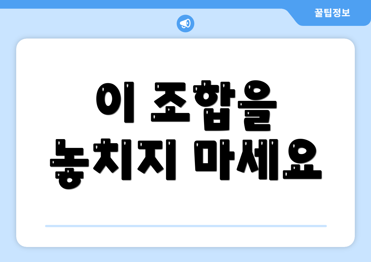 이 조합을 놓치지 마세요