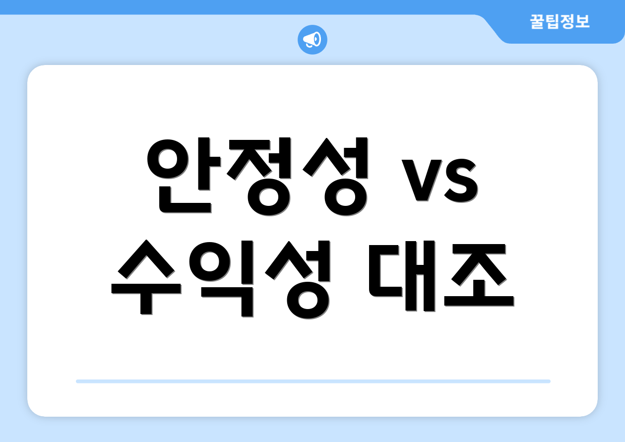 안정성 vs 수익성 대조