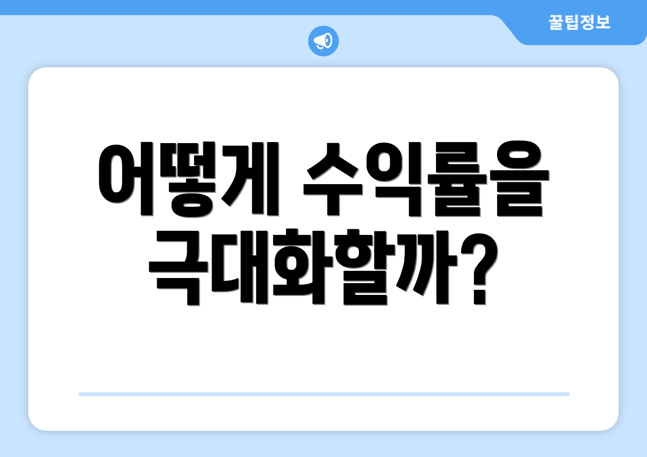 어떻게 수익률을 극대화할까?