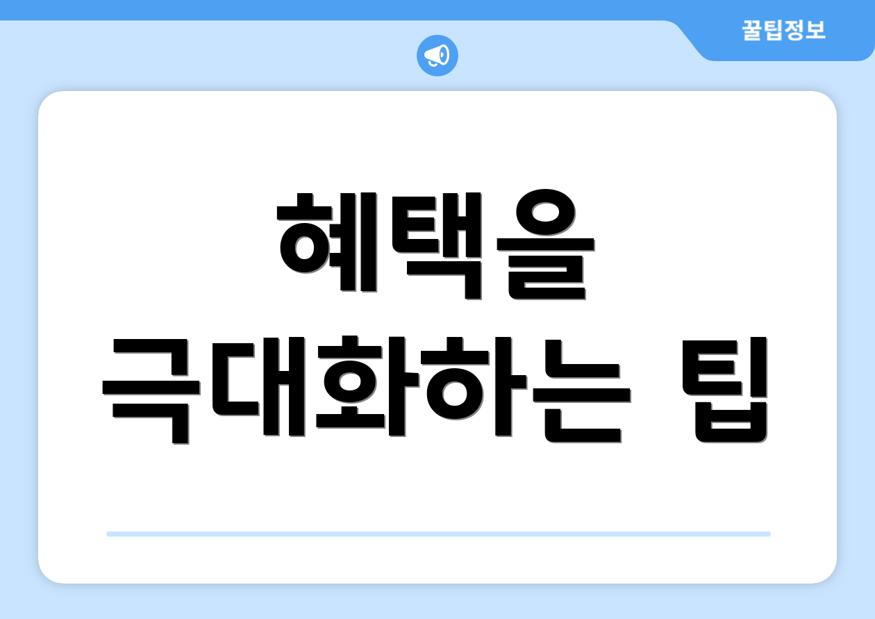 혜택을 극대화하는 팁