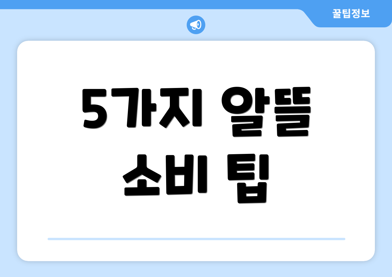 5가지 알뜰 소비 팁