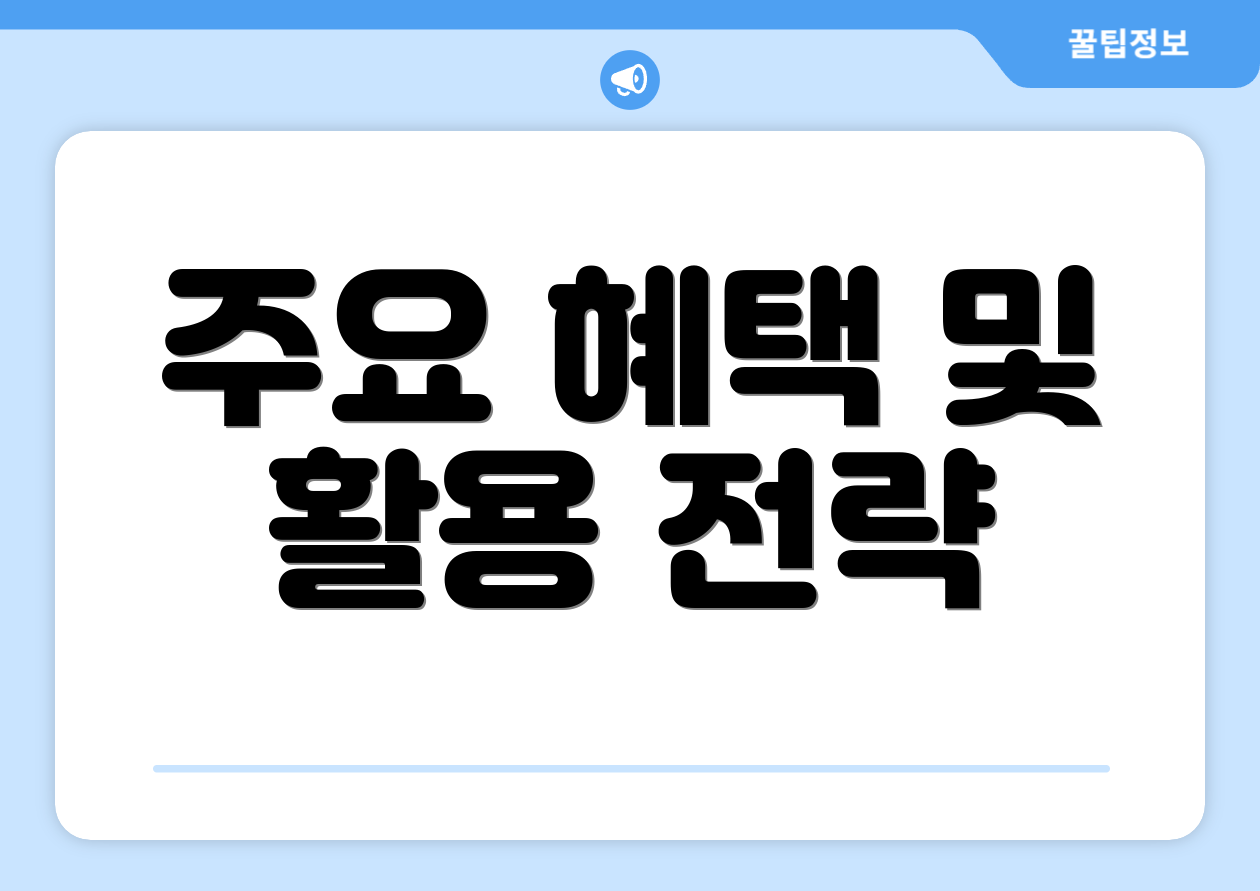 주요 혜택 및 활용 전략