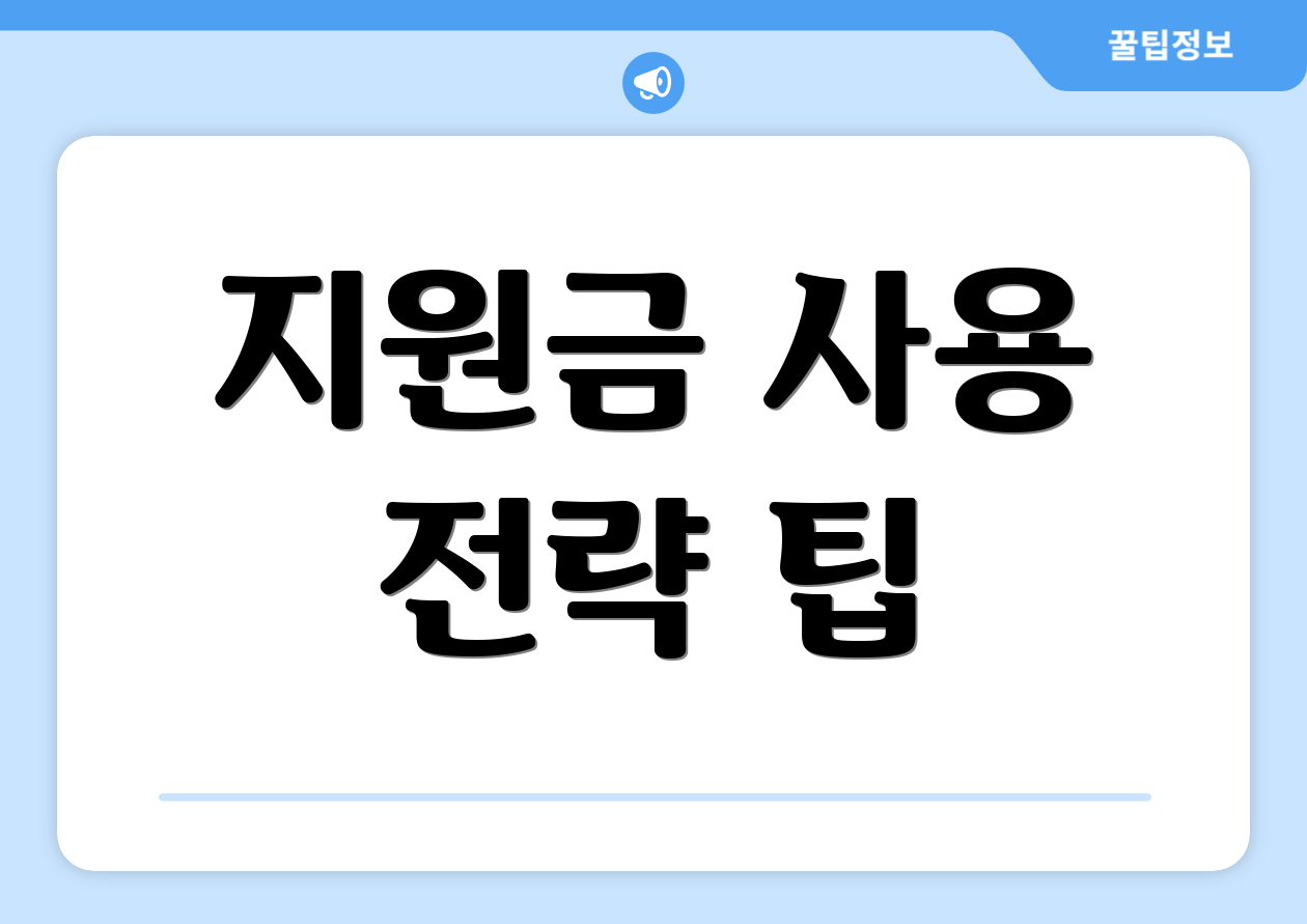지원금 사용 전략 팁