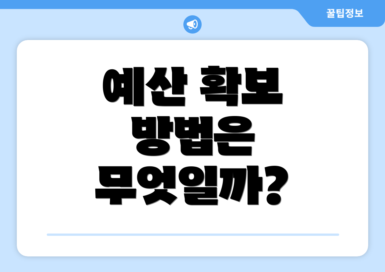 예산 확보 방법은 무엇일까?
