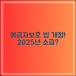 예금자보호 1억 법 개정｜2025년 소급적용 가능할까